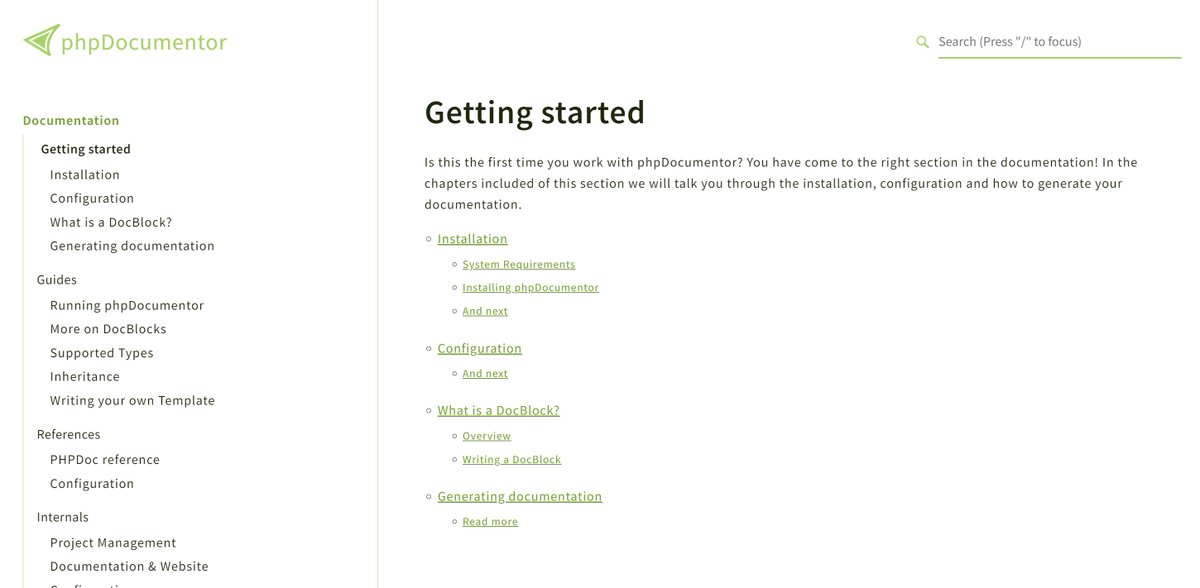 mvriel's tweet image. Did you know: with @phpDocumentor we are working to go beyond rendering API #documentation, and to produce a full suite of documentation combining API docs and the #RestructuredText?

See our own docs as an example: docs.phpdoc.org and github.com/phpDocumentor/…