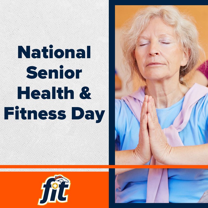 BroncosFit's tweet photo. Few things are more important in life than staying healthy and active on a daily basis, especially for seniors! The benefits of daily exercise and physical activity are unmatched for overall health and wellness. How are you celebrating National Senior Health &amp; Fitness Day? https://t.co/kQZeSwBVaQ