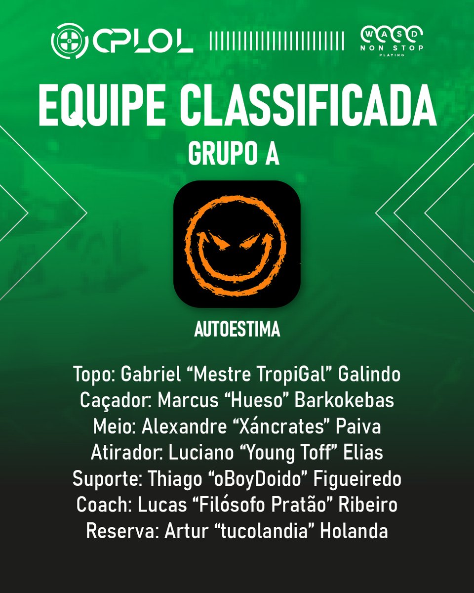 cplolbr's tweet photo. A quarta e última equipe é a Autoestima, equipe com jogadores tradicionais do cenário e que vem mostrar a força da experiência.

Quem está torcendo pela Autoestima? Deixe sua torcida nos comentários
#cplol #cblol #lol #leagueoflegends #lolesportsbr #esportsbr #lck #lpl #lcs #lec https://t.co/TEclHmd6RM