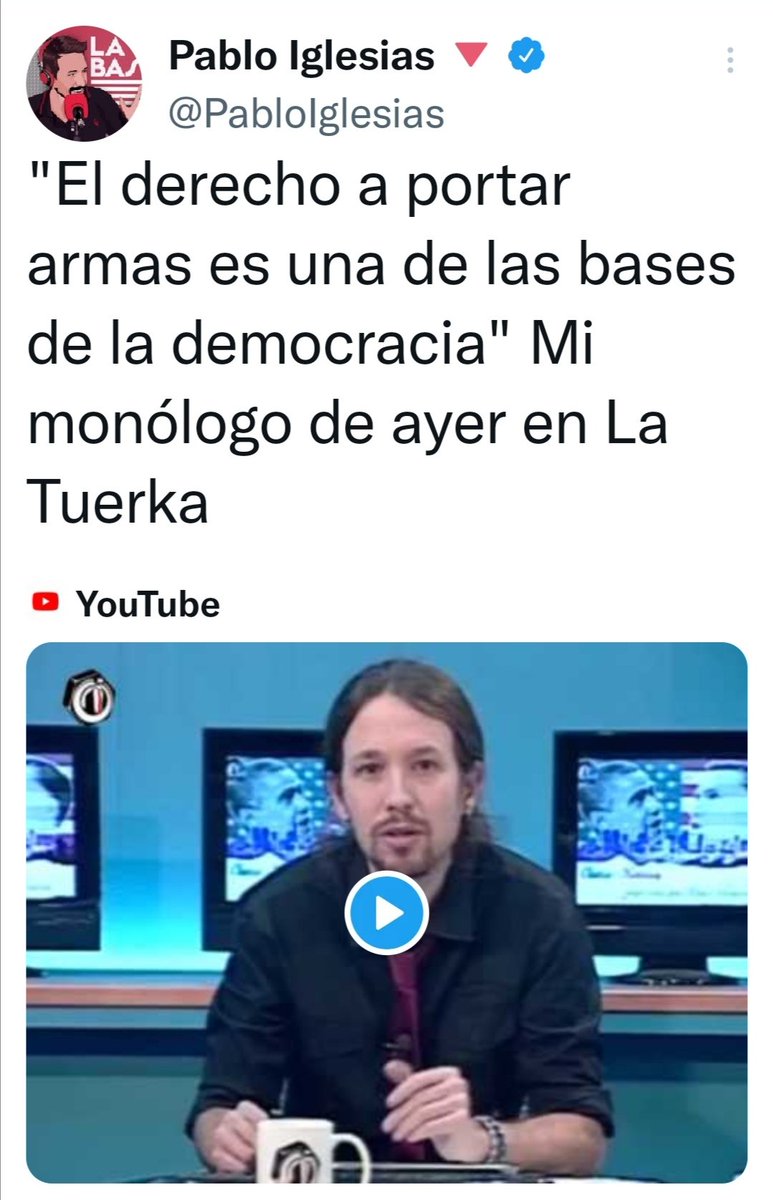 AntonioRNaranjo's tweet photo. La próxima vez que @PabloEchenique o cualquier otro intelectual de Podemos eche la culpa a @vox_es de las matanzas en USA, pónganle al lumbreras esto de @pabloiglesias: https://t.co/RGdHmrL7mO