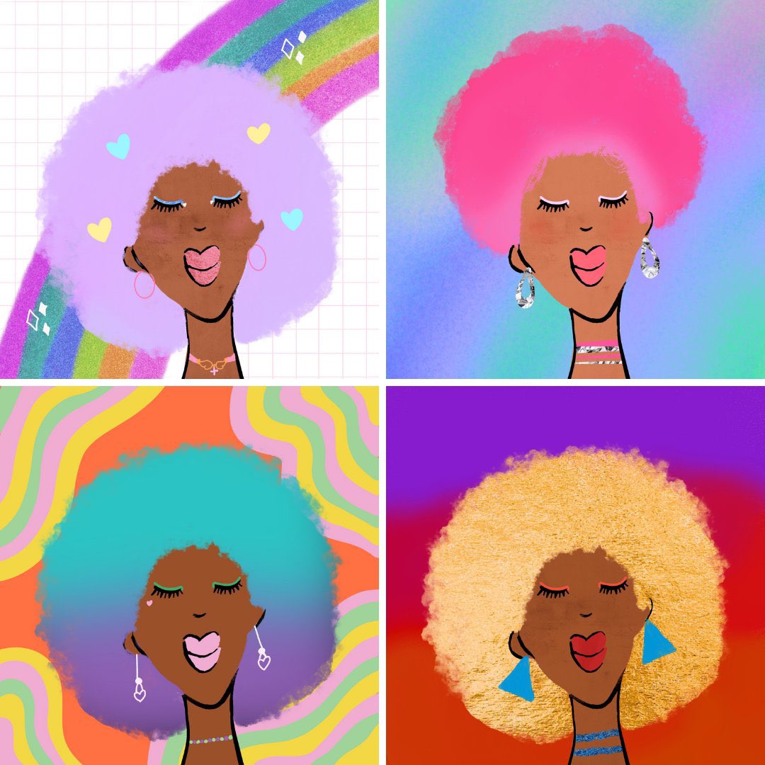 afrochicksnft's tweet photo. i created #afrochicks because i saw little true representation and diversity in the pfp space. with darker skinned nfts on the floor..
Afrochicks celebrates natural hair and black features and has allowed me to fall in love with my afro & connect with wonderful people globally๐ https://t.co/vaq4kO4cME