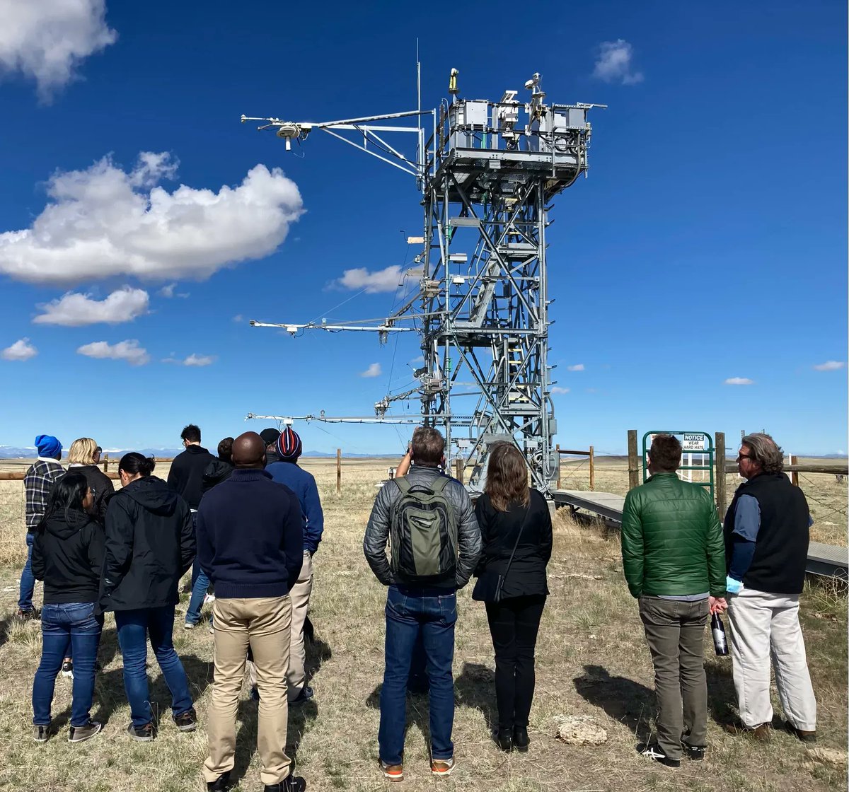 NEON_sci's tweet photo. The @sagecontinuum team is out in Boulder for an @NSF SAGE workshop meeting, and visited our CPER site today! Exploring ideas in AI and edge computing in ecological sciences. https://t.co/dOxJ08xHDd