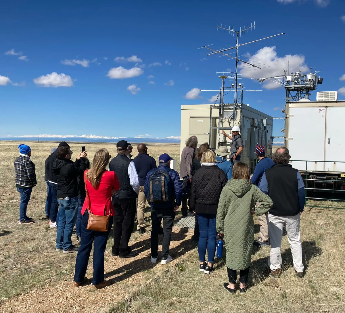NEON_sci's tweet photo. The @sagecontinuum team is out in Boulder for an @NSF SAGE workshop meeting, and visited our CPER site today! Exploring ideas in AI and edge computing in ecological sciences. https://t.co/dOxJ08xHDd