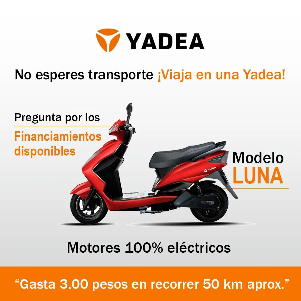 No esperes el transporte, viaja fácilmente en una #YADEA y gasta $3.00 en recorrer 50 km aprox.  Solicita más información vía WhatsApp aquí: buff.ly/2O3aWj5 #EligeUnCambio #EligeYadea  #YadeaLuna