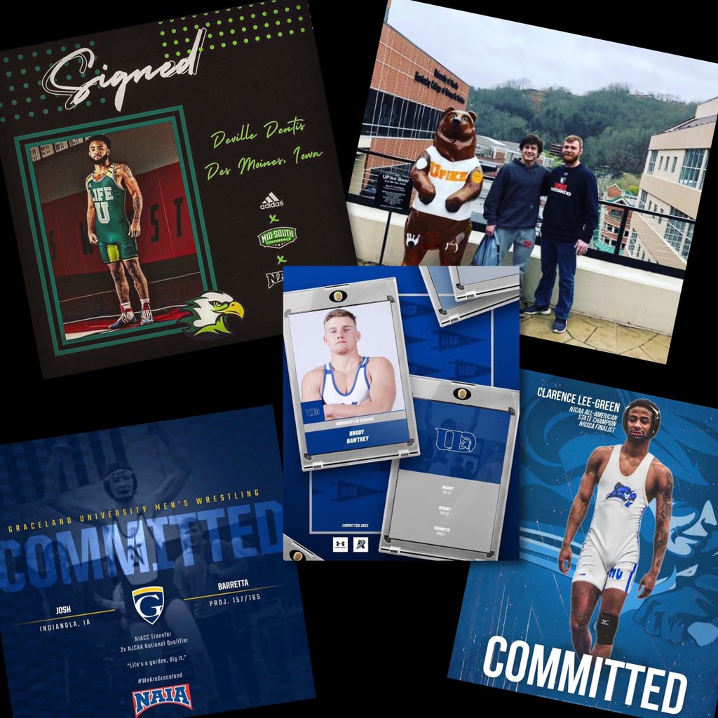 NIACC1Wrestling's tweet photo. We now have 5️⃣ Trojan wrestlers who have signed to 4️⃣ year schools!

Brody Hawtrey ➡️ Univ. of Dubuque
Deville Dentis ➡️ Life U
Connor Wiemann ➡️ Univ. of Pikeville
Josh Barretta ➡️ Graceland Univ.
Clarence Lee-Green ➡️ Lindsey Wilson College

#TrojanUp | 🤼‍♂️🟡🔵 https://t.co/xbMGfqwoWT