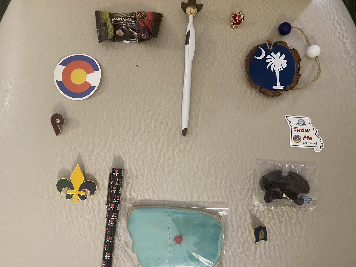 Twelve states are represented here. can you name them?  I will help you…7 o’clock is New York.  
#paemst bling.