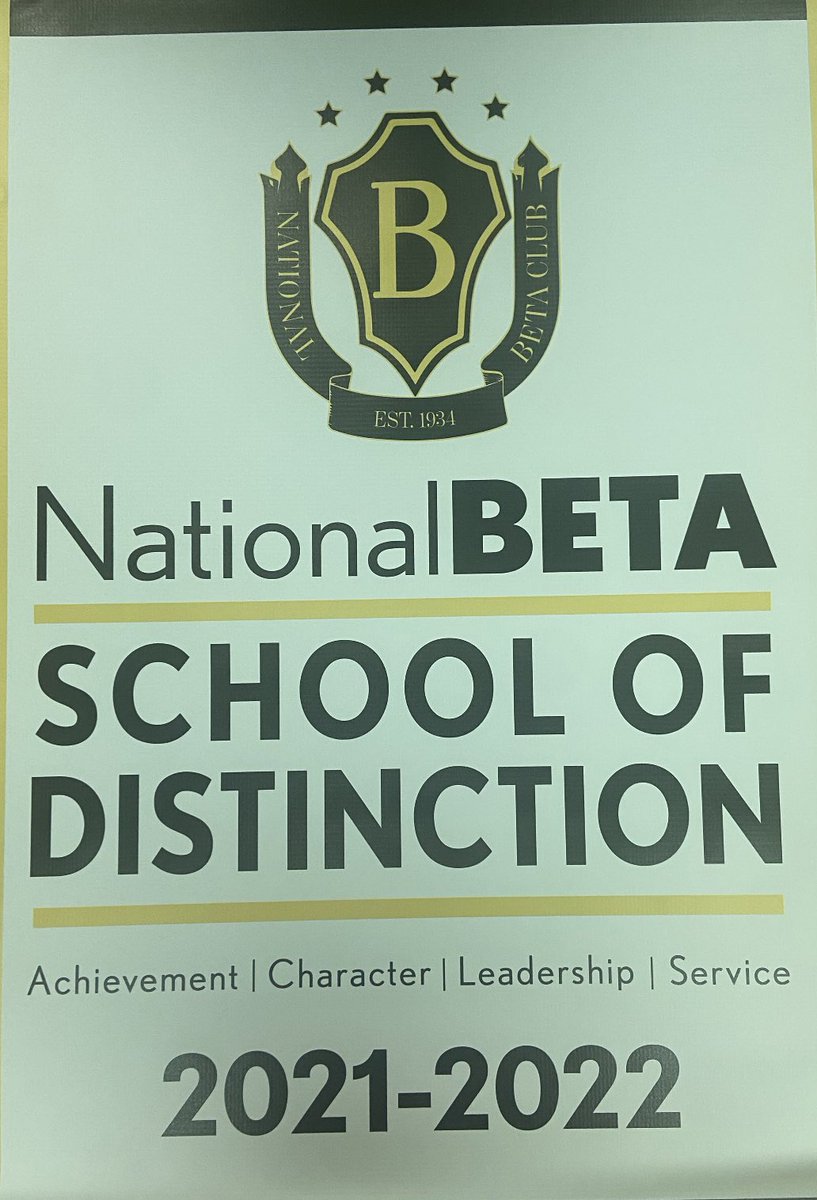We are proud to say we just received a National Beta School of Distinction Award for year 2021-2022. We are honored for the recognition and promise to keep promoting what Beta is all about. We will continue showing leadership and service and hope to get more members in the club!!