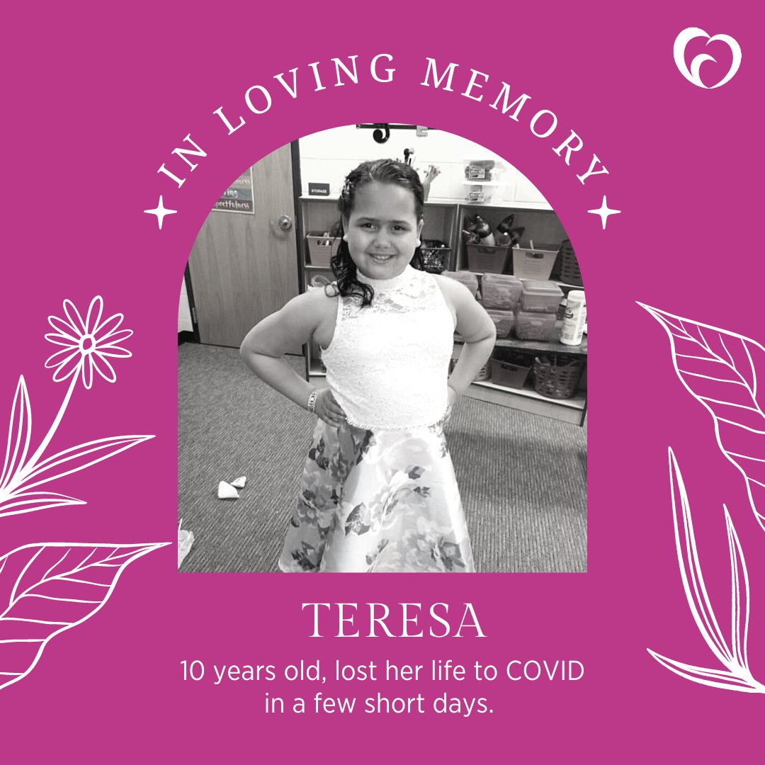 Vaxyourfam's tweet photo. “I want people to know that those of us who have lost someone feel frozen in many ways. It hurts every time I hear someone say 'move on, COVID is just a cold'. If it was just a cold Teresa would be here still.” - Teresa's mom @nksperry
#MyOneInAMillion🕯
https://t.co/0lTBtsScpv https://t.co/LnPzkadV7u