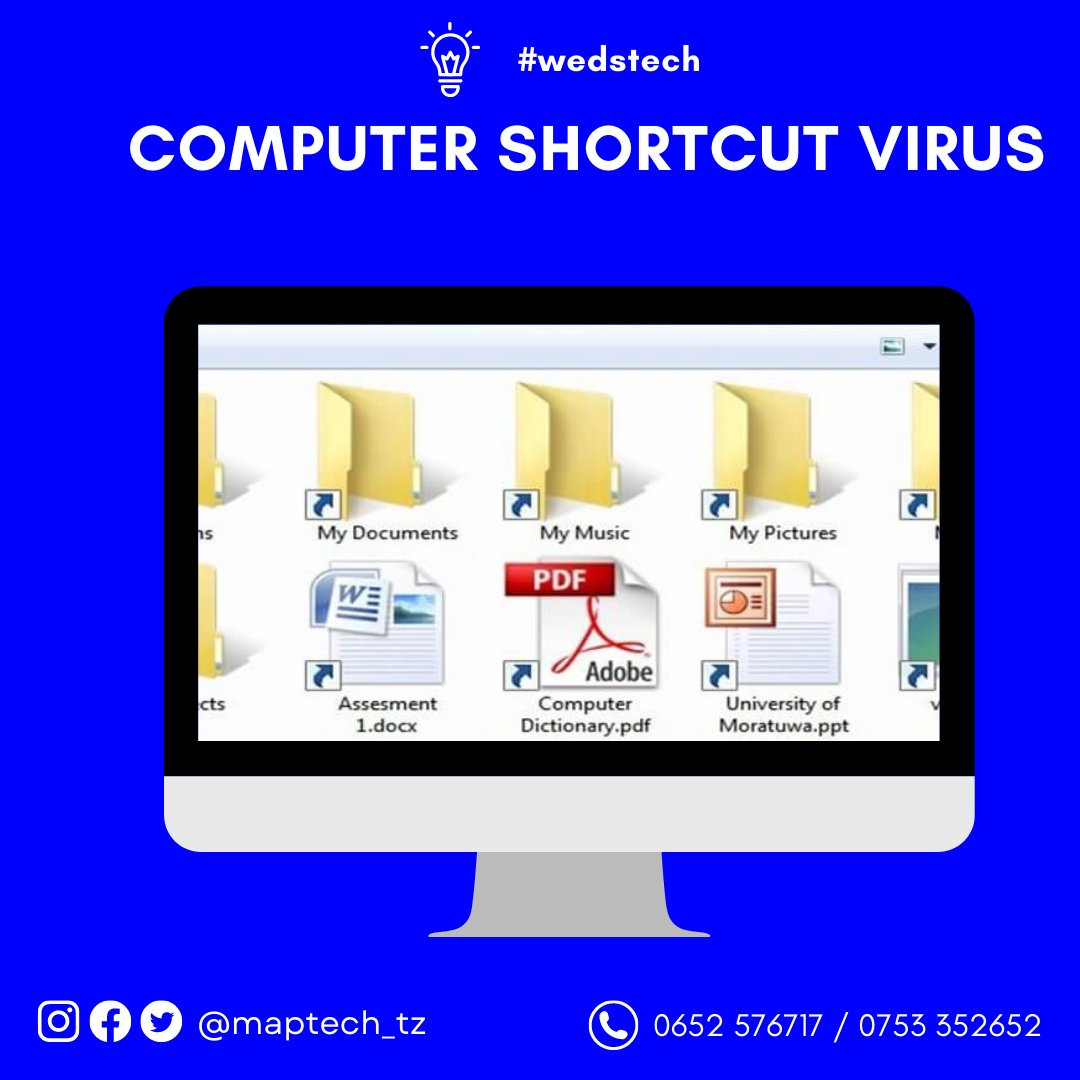 maptech_tz's tweet photo. Hello it's #wedstech
Leo tutaangalia Nini maana Shortcut Virus kwenye Kompyuta. โ๏ธ
#maptech #maptechtz #computermaintanance #computerrepair #computerengineering #computerservice #tanzania
#waza_kazi_usalama_wa_computer_tuachie_sisi
THREAD ๐๐ ๐งต https://t.co/2JYY14gQK5