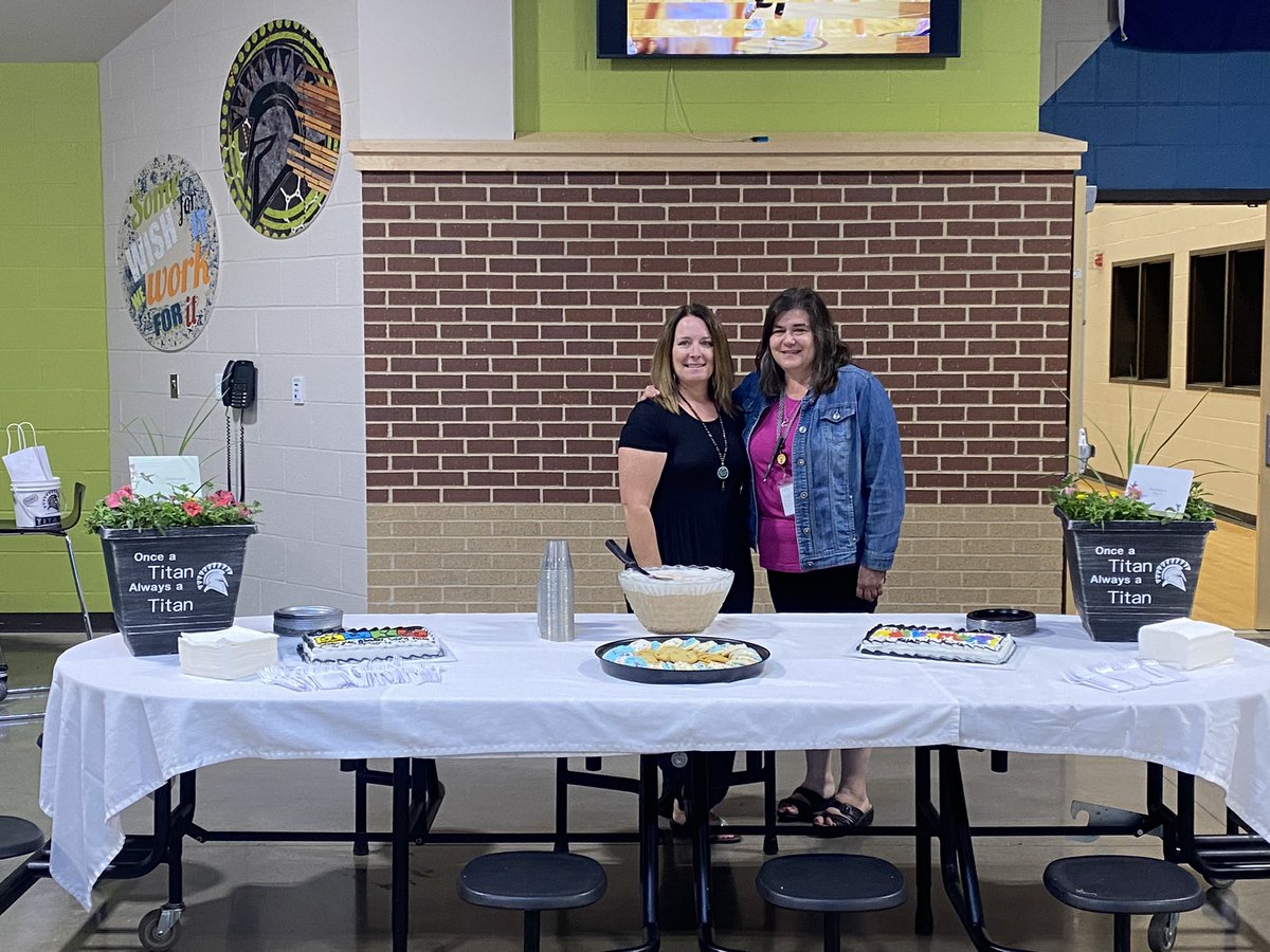 TSMSAD's tweet photo. Congratulations to our @TroySouthMiddle retirees - Mrs Jackson and Mrs Dorrell. Troy South was blessed to have you. Always remember: Once A Titan Always A Titan.  #TroySouth #proud2br3 #TitanStrong #TitanPride #TSMSRocks https://t.co/tqhELJ1acg