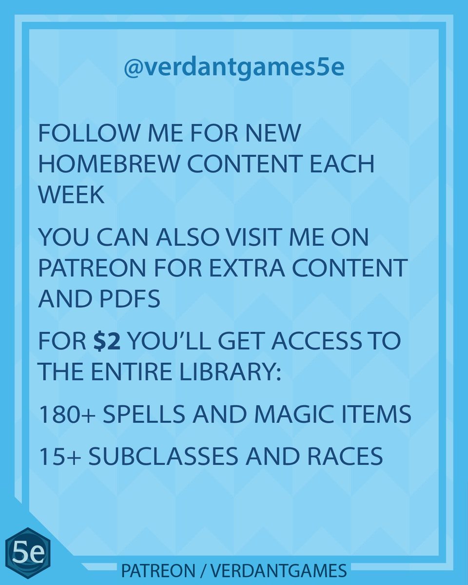 verdantgames5e's tweet photo. Brain Tap, 3rd-level enchantment 

Drain the intelligence of your foes

#foregonecompendium #dnd #dnd5e #dndhomebrew #homebrew #dndspells #5espells #patreon #patreoncreator #ttrpg #ttrpgfamily #d20 https://t.co/9blkvGaGgl