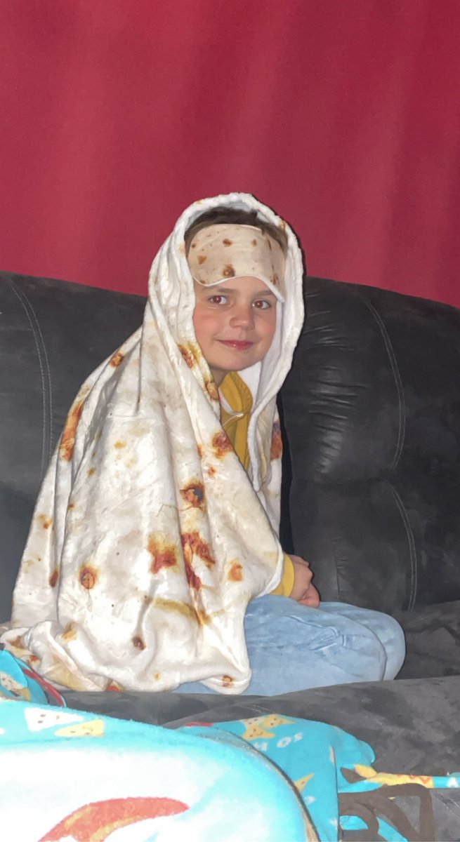 Phil_Cartee's tweet photo. Watching @sauceddie Scary TikToks 14? Wrapped in his tortilla blanket! We’re big fans of @sauceddie and the rest of The Boys! #scaryeddie https://t.co/uNTaiPWLcv