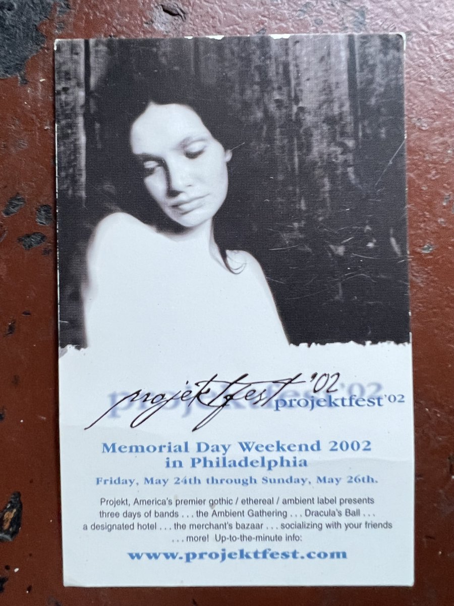 Some momentos from #ProjektFest 2002 for the 20th anniversary of this 3-day event that served as our debut live performance &amp; pre-release of 'Windblown Kiss.' An all-access pass and 2 versions of the PR postcards, one listing <a href="/AltPress/">altpress</a> as co-presenter, along with <a href="/ProjektRecords/">Projekt Records</a>.