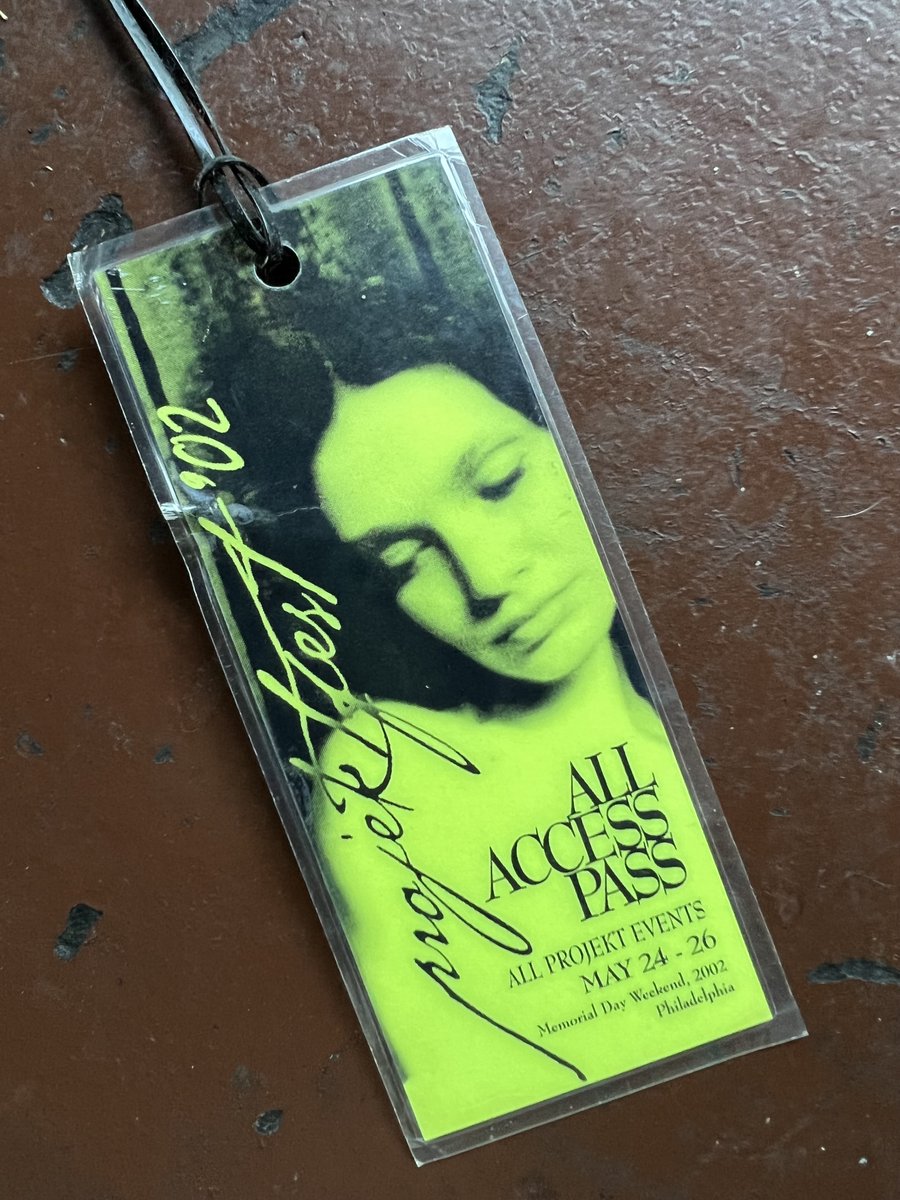 lovespirals's tweet photo. Some momentos from #ProjektFest 2002 for the 20th anniversary of this 3-day event that served as our debut live performance &amp; pre-release of 'Windblown Kiss.' An all-access pass and 2 versions of the PR postcards, one listing @AltPress as co-presenter, along with @ProjektRecords. https://t.co/0JQ9FKR9kb