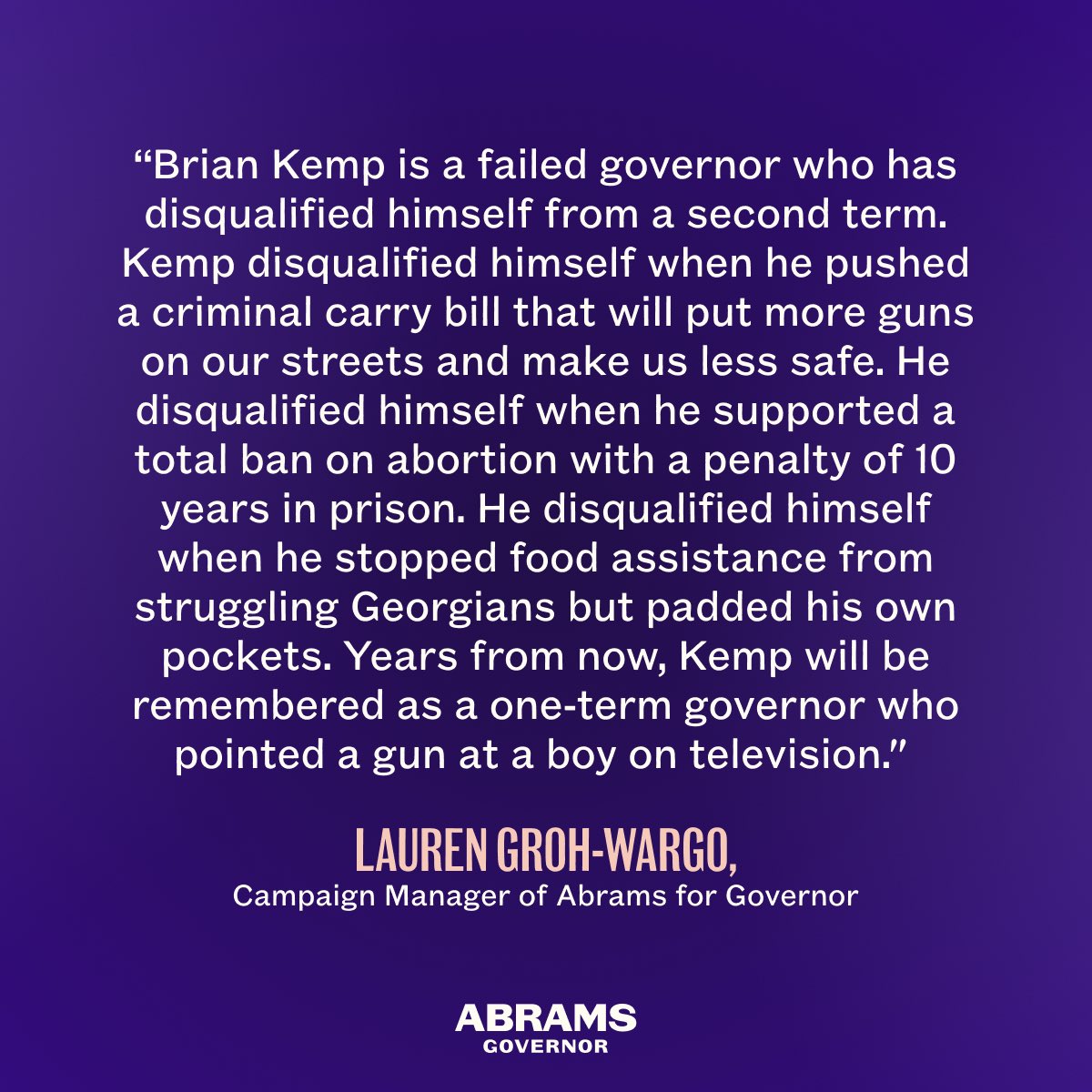 A statement from our campaign manager.