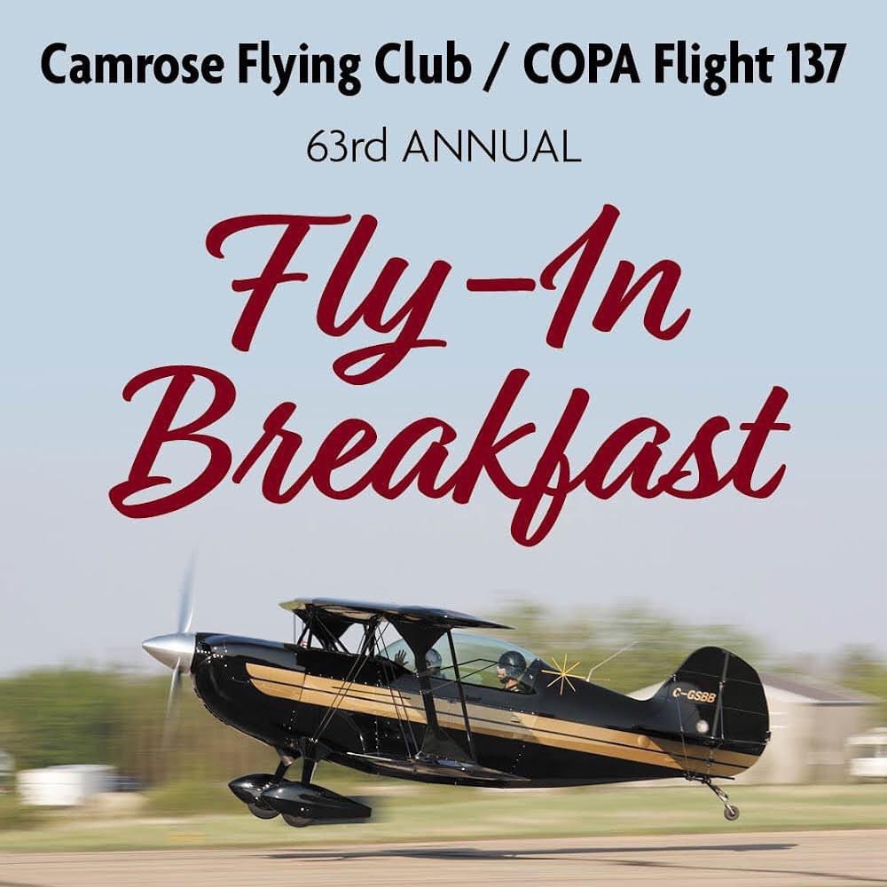 TourismCamrose's tweet photo. THIS SUNDAY, @cityofcamrose will have the BUSIEST AIRPORT IN CANADA for just a few hours. The Camrose Fly-In Breakfast returns May 29 from 0700-1200h. Will we see you there?
.
#avgeek #generalaviation #flyin #allforflight #camrose #thankavolunteer @copanational https://t.co/owD3g7Cnyo