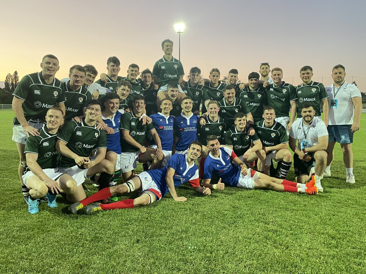 IURU_Irish_Unis's tweet photo. Victory in Jonzac … 💥🔥🍾🥳

🇫🇷 French Universities 10-53 Ireland Students 🍀

Allez le vert… 🤩

#IrelandStudents2022 #StudentRugby #IURU 🎓🏉 https://t.co/ItNo6q9CiJ