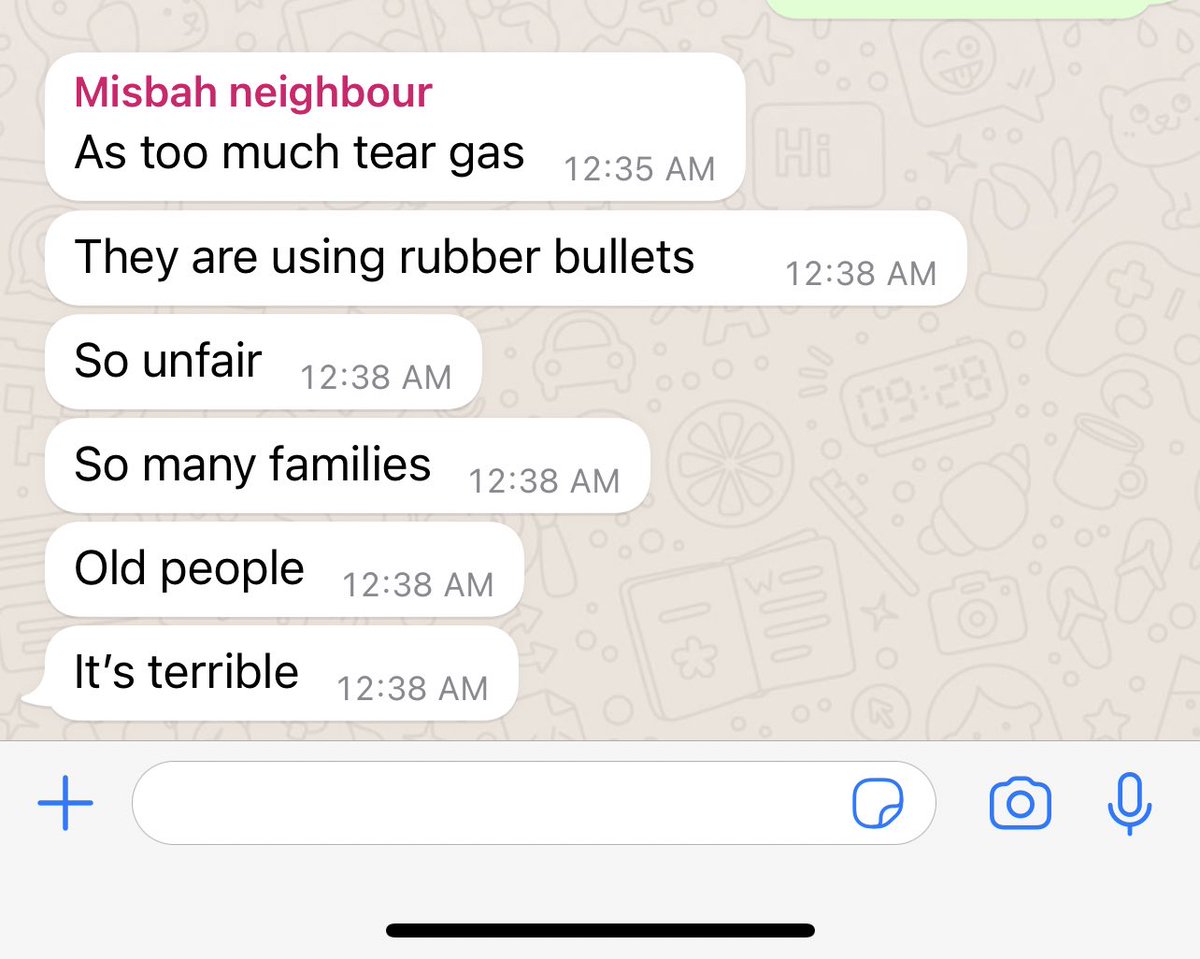 meherbokhari's tweet photo. Just got a message from a neighbour at DCHOWK right now. From tear gas to rubber bullets https://t.co/1LSR6wHQtZ