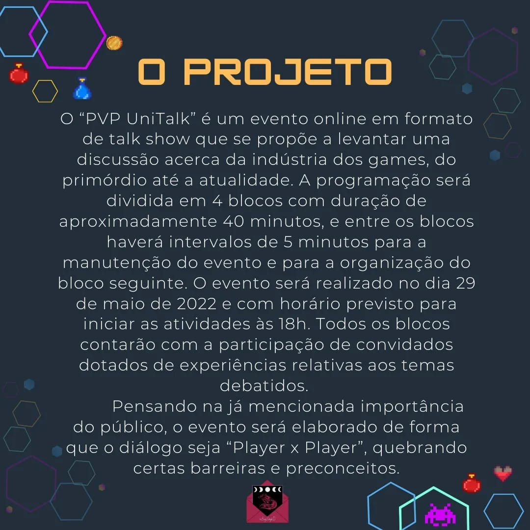 Players,
Preparados para dar play num evento sobre games?
Segue spoiler  do melhor talkshow sobre games, produzido pelos alunos da 
<a href="/UNICARIOCA/">UniCarioca</a> 
E o nível de dificuldade não é uma questão. Será um evento para todos os públicos, vamos embarcar nessa aventura juntos! 
Press Start🎮