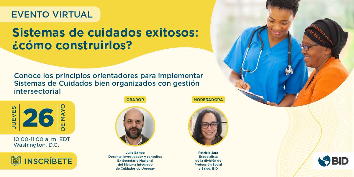 Banco Interamericano de Desarrollo (@el_bid) on Twitter photo Únete a la conversación que tendremos con <a href="/JulioBangoA/">Julio Bango</a> sobre la construcción de Sistemas Integrales de #Cuidados este 26 de mayo. Puedes registrarte aquí:
bit.ly/39ZtKdZ Únete a la conversación que tendremos con <a href="/JulioBangoA/">Julio Bango</a> sobre la construcción de Sistemas Integrales de #Cuidados este 26 de mayo. Puedes registrarte aquí:
bit.ly/39ZtKdZ
