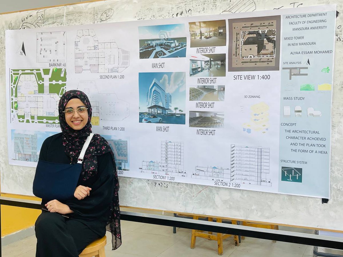 3lyaaEssam's tweet photo. Hi ✨
Semester 2 project done ...✔️💙
Commercial administrative tower in New Mansoura..🤍
Use software : revit , photoshop https://t.co/eGtBNzCYvv