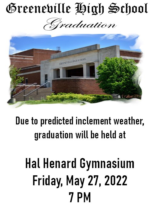 The GHS Graduation will take place at Hal Henard Gymnasium Friday at 7pm
