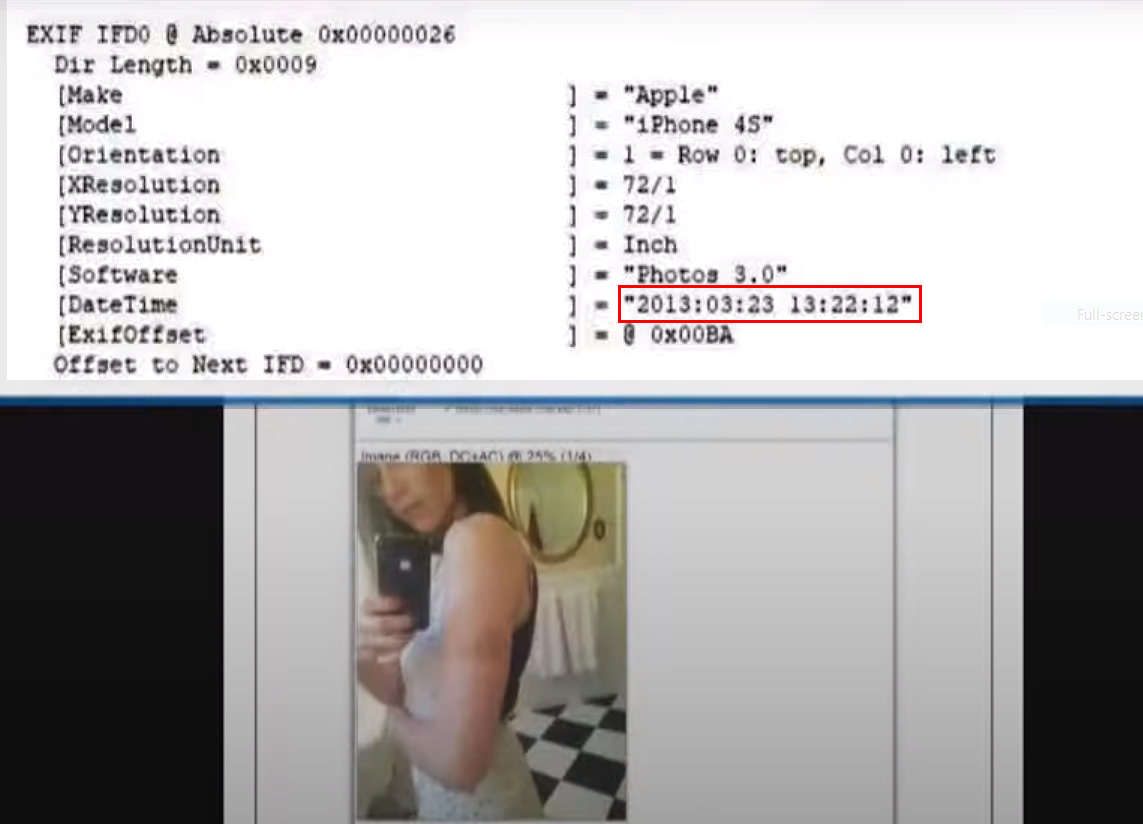 The EXIF-data on the photo of the arm bruise clearly shows that it was taken in 2013. Amber Heard claims that the bruises were caused by Mr. Depp but the photo was taken before they even got engaged.
@ChristinaPyckles <a href="/GellertDepp/">🌟🏴‍☠️</a> 
#justiceforjohnnydepp #mentoo