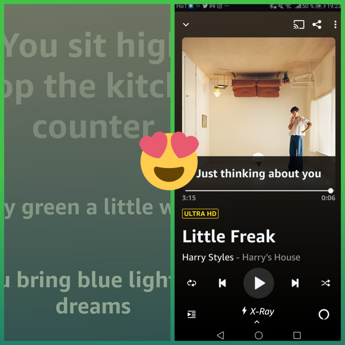 AtzmullerMelin1's tweet photo. #InstaSquare made by @lyrebirdstudio
Me :I knew "little Freak" was about @Louis_Tomlinson !!!! 😍 Like 💚💙green and blue! @Harry_Styles sang about their colors!!! 😍 My heart comes alive again💙💚😍 https://t.co/IWzTmvaFf1