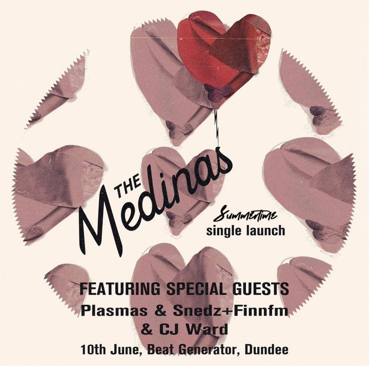 SUMMERTIME SINGLE LAUNCH Friday 10th June @beatgenlive We’ll be celebrating the release of our new single ‘Summertime’ w out pals PLASMAS, Snedzz, @finn_fm99 and CJ Ward. We’re so excited to let you all hear this , it’s our favourite to date!