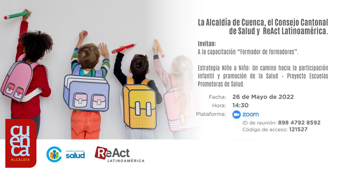 ConsejoSalud_'s tweet photo. Este jueves 26 de mayo a las 14:30 se dará inicio a las capacitaciones a docentes de los Centros de Desarrollo Infantil, en el marco del proyecto Escuelas Promotoras de la Salud, con la finalidad de formar docentes en la metodología Niño a Niño y la Alforja Educativa. https://t.co/QDyalOWLQF