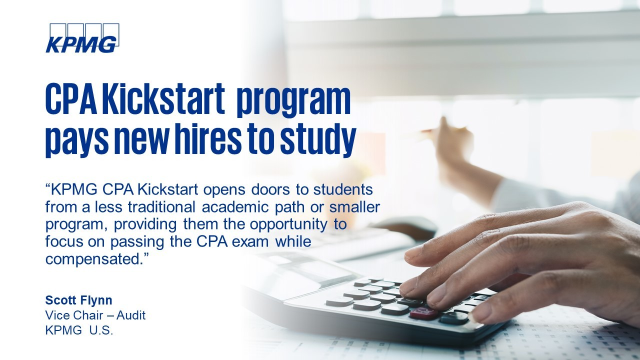 jofischetti's tweet photo. Read more in @AccountingToday about the @KPMG_US #Audit CPA Kickstart CPA program that will pay new hires to study for their CPA exam. https://t.co/9bexN02zfe https://t.co/JGChTPpE6V