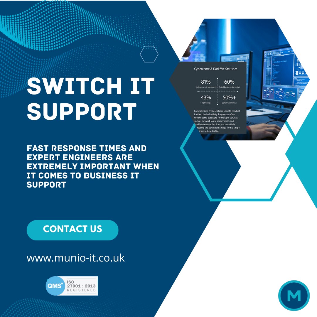 Munio_IT's tweet photo. You need to be completely comfortable that should an IT problem or even disaster occur, the team you have employed to maintain, secure and protect your IT network are able to have you back up and running in the shortest amount of time.
https://t.co/YhB1rXqtJ0 https://t.co/1wl34in0QR
