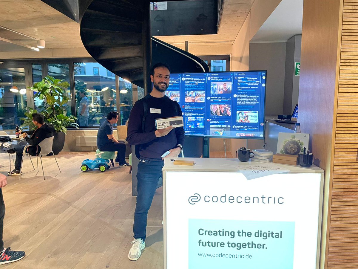 yasirmturk's tweet photo. Way to remember an awesome evening 🌆 @HackerX and @codecentric #developerlive #swag w/ @Shuvojit_kar https://t.co/ewb2LVNsVx