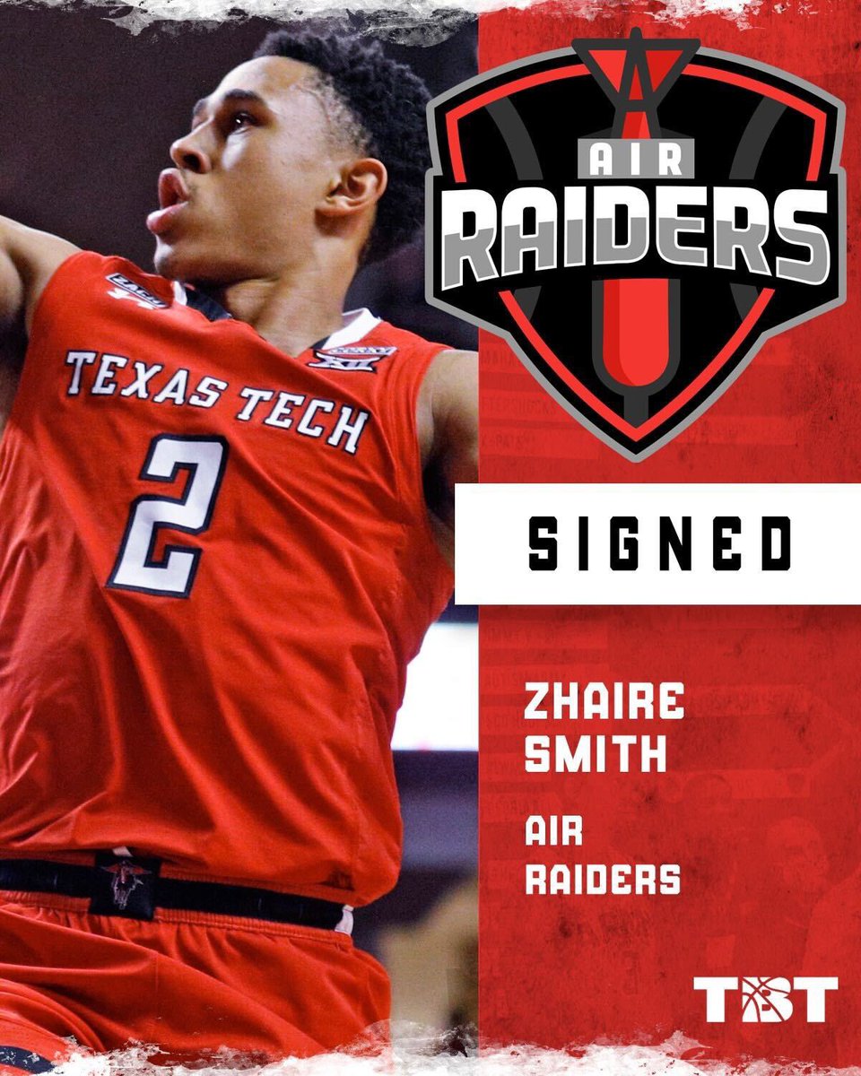 🚨BREAKING🚨: The <a href="/AirRaidersTBT/">Air Raiders</a> have signed Zhaire Smith for TBT 2022!

The former NBA 1st round pick joins Matt Mooney and Norense Odiase on the Texas Tech alumni team. 🤝<a href="/zhaire_smith/">Zhaire</a> 🔴⚪️