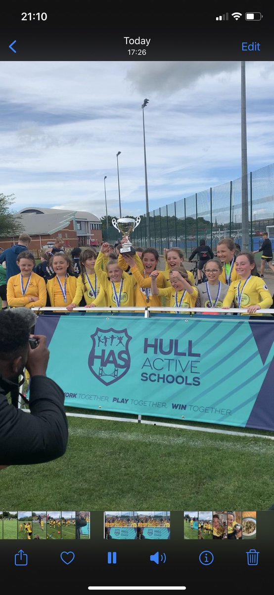 EastfieldPSHull's tweet photo. Championes Championes ole ole ole! Great game at the @HullActiveSch u11 girls final. Well done to @griffinprimary, battled till the end. Eastfield girls we are so proud of you. Thank you to parents and staff for turning out to show you support. #girlsfootball #champions https://t.co/psVU14g6e8