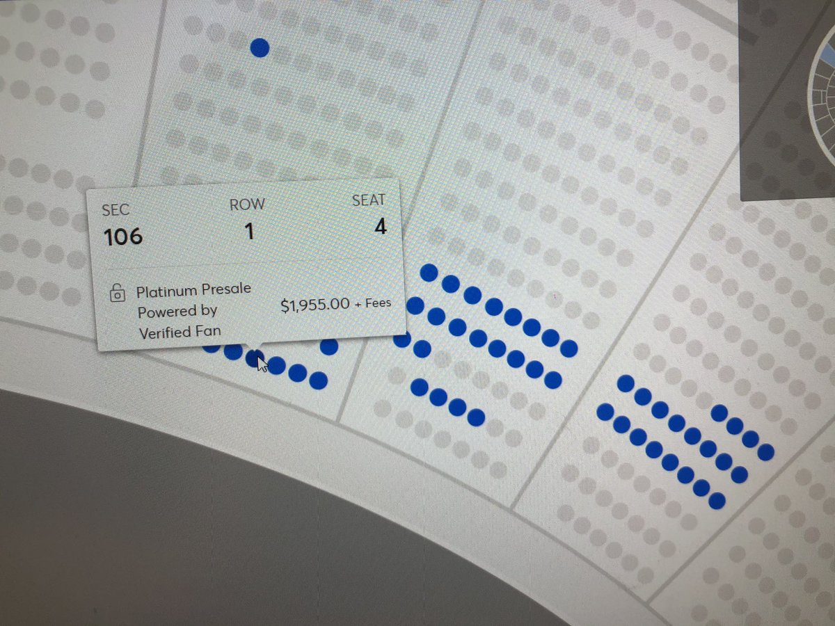 I’m disappointed that artists are allowing <a href="/Ticketmaster/">Ticketmaster</a> to scalp their own fans by allowing “Platinum” seats. There’s no such thing as a ‘Platinum Pit Ticket’!! And charging $2,000 PLUS fees for the first row of the 100 section is criminal!!
