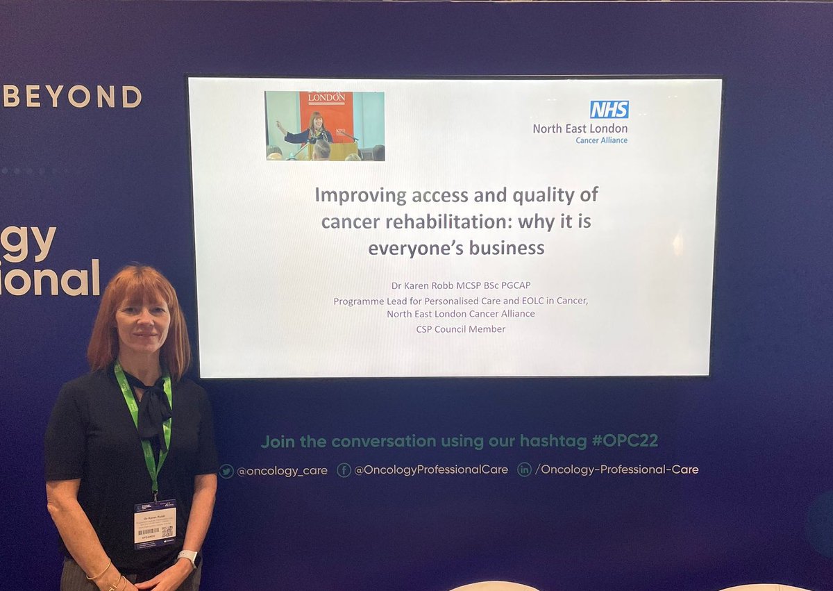 KathMalhotra's tweet photo. Brilliant overview by @KarenPhysio for need for cancer prehab &amp; rehab!Highlighting roles of cancer alliances to support #personalisedcare 
Promoting opportunities to utilise #cancerQOL results to support service developments
#OPC22 
#LivingWithAndBeyondCancer https://t.co/3IN6ma42tM