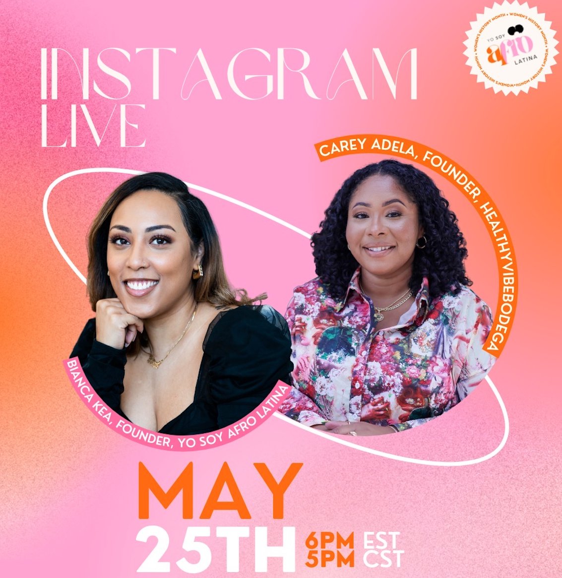 We're back this month with another fireside chat on Instagram Live with our Founder Bianca, and Carey Adea, Founder of Healthy Vibe Bodega, <a href="/CareyAdela/">Carey Adela</a> TODAY at 6PM ET! 
See you there!! 🔥