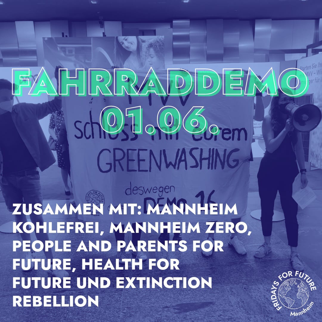 FFF_Mannheim's tweet photo. Wir fordern eine echte Energiewende, mehr Transparenz und ehrliche Kommunikation.

Kommt also alle am 01. Juni um 15:30 zum Mannheimer Schloss/ Ehrenhof um mit einer Fahrradddemo gegen die MVV zu protestieren!!🙌🌍 https://t.co/hhFu4cXDKO