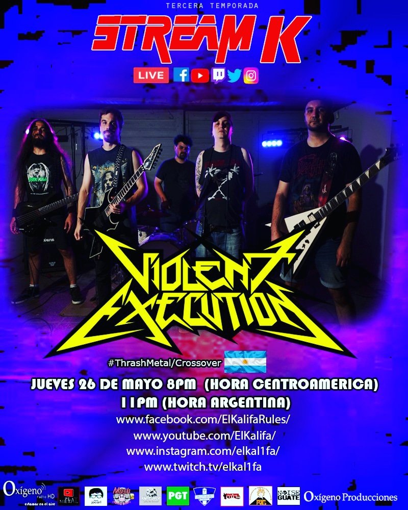 elkal1fa's tweet photo. #StreamK emision #48 este Jueves 26 de Mayo de 2022. A las 8PM (Hora Centroamerica) 11PM (Hora Argentina) banda invitada #ViolentExecution promocionando su Thrash Metal, Crossover y su última producción discográfica. 

#thrashmetal #crossover #metalmusic  #livestreaming https://t.co/jXAGrAtme9