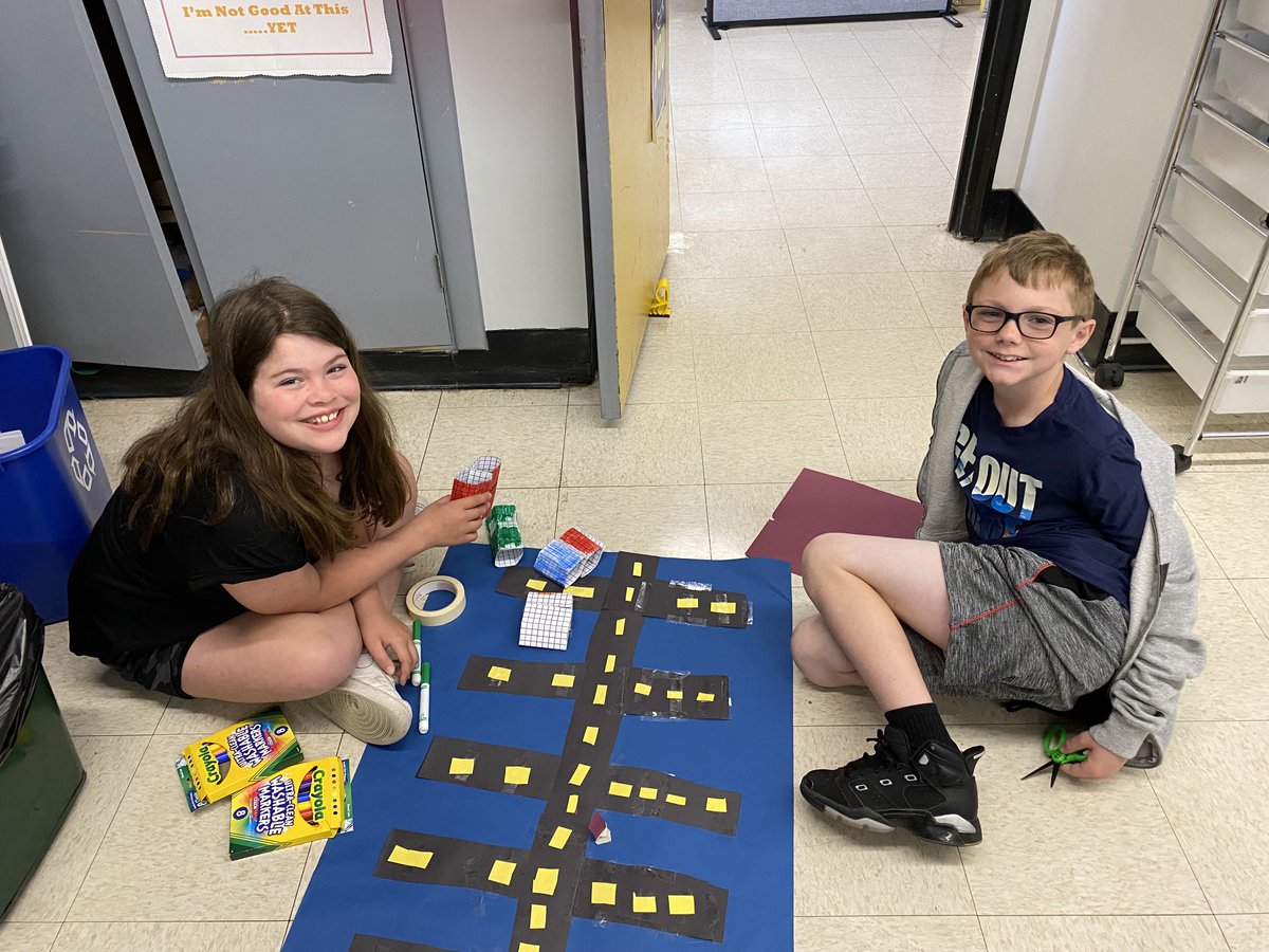 PingreePride's tweet photo. Ms. Marcella’s 5th grade class working hard to create a volume village. https://t.co/huMPIOIVsN