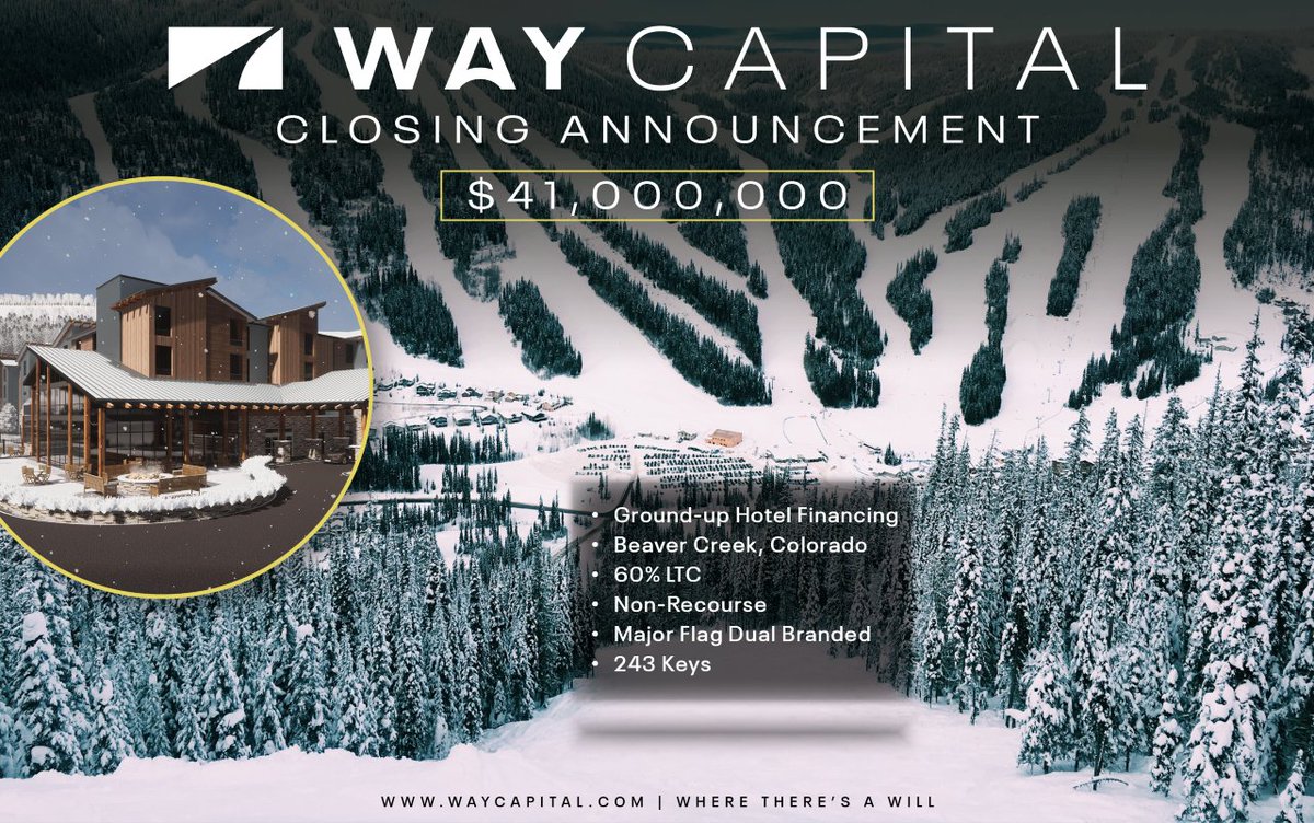 WayCapitalCRE's tweet photo. We're excited to share our latest closing announcement in Beaver Creek, Colorado. #waycapital #weareway https://t.co/6p8vzYj5te