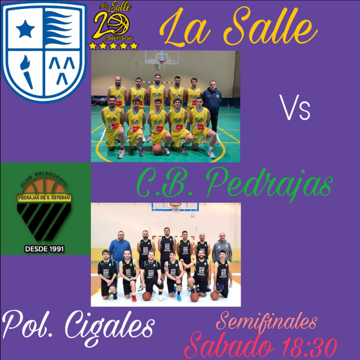 thisislasalle's tweet photo. Os recordamos que este sábado a las 18:30 jugamos nuestra semifinal contra @cbpedrajas en el polideportivo de Cigales. Os esperamos!! https://t.co/S99R8ZjCEQ
