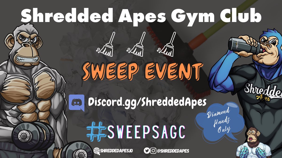 MyTrainingApps's tweet photo. SWEEP AND FLEX A SHREDDED APE EVENT🧹 

The next 20 folks to purchase, stake, and make a tweet on their purchased ape will be entered into a giveaway to win 1 SAGC NFT!

🎉Prize🎉 
Each purchase &amp; tweet is 1 entry into a raffle to win the *SAGC NFT* below!

This is the $WHEY! https://t.co/miz62QavFd