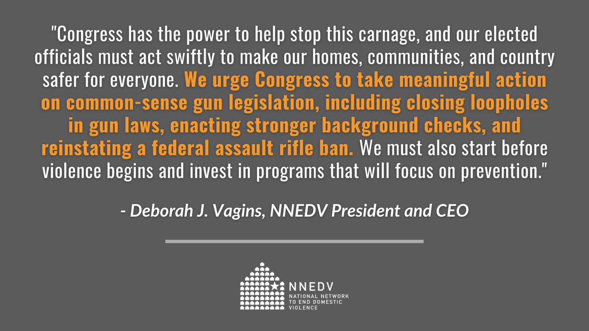 nnedv's tweet photo. NNEDV grieves and demands change following mass shootings across our country, in Uvalde, Buffalo, Dallas, Laguna Woods, and other communities. Read our statement: https://t.co/GYJyb1816m https://t.co/KKYaGEjWIC