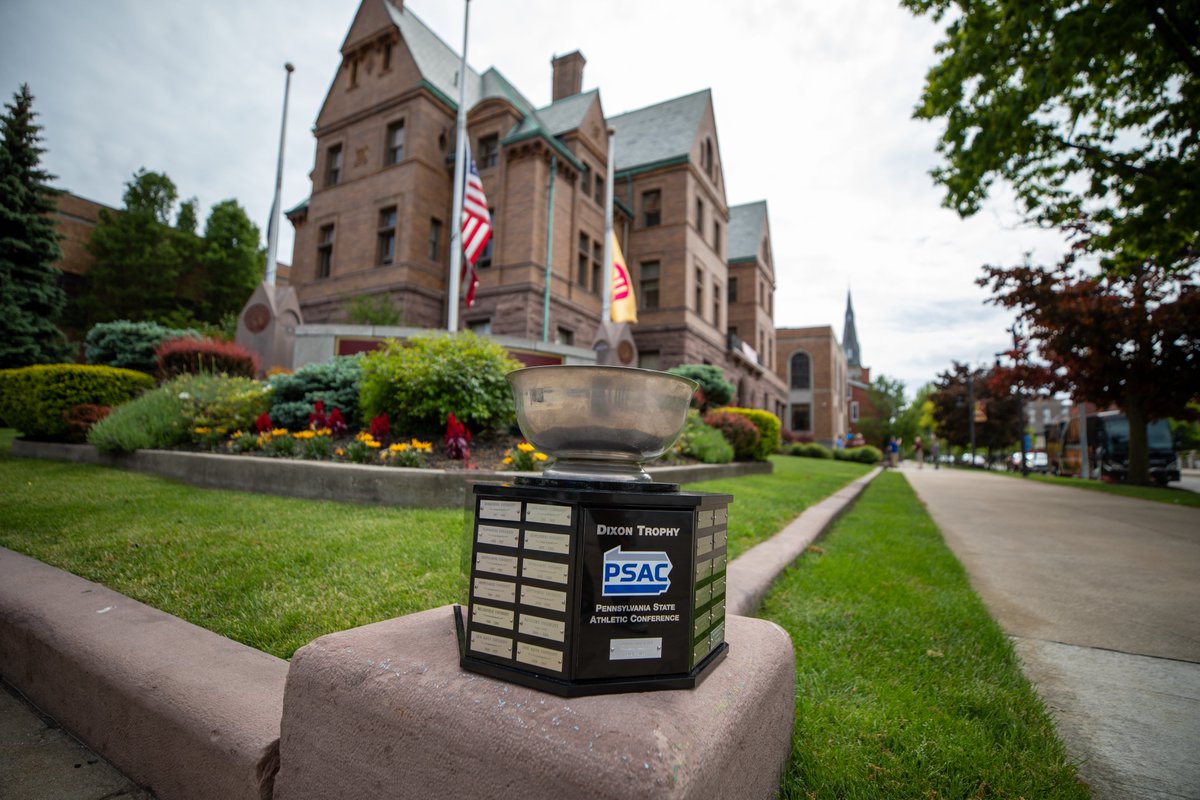 GannonU's tweet photo. BIG win for your @GUKnights as the university brings home the 2021-22 @PSACsports Dixon Trophy, awarded annually to the institution that accumulates the top score based on results of conference playoffs and/or regular-season records. https://t.co/kULyVXstk9 https://t.co/8kq5Ak2pdm