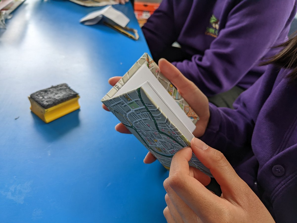 MrMarshallclass's tweet photo. Many thanks to @GreenEducation for a thought provoking and practical #recycling session in Y5 this afternoon. Everyone left for home very pleased with the upcycled map notebook they had made. #Greenweek #ecofriendly https://t.co/sqkoqHkXyI