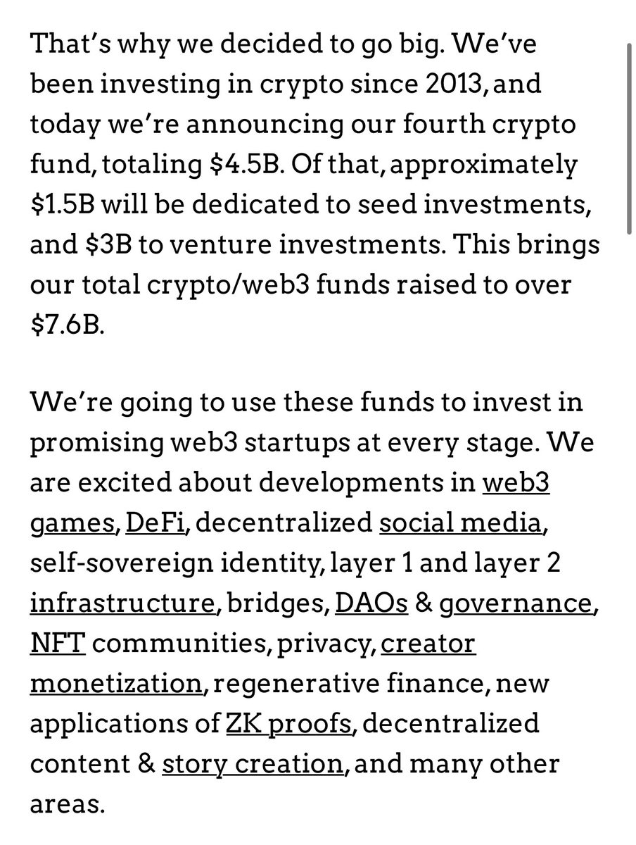 PiotrOstapowicz's tweet photo. Światło dzienne ujrzały kolejne informacje od Andreessen Horowitz, który tworzy kolejny fundusz krypto

Tym razem $4.5mld 🤯

W co zamierzają inwestować? Lista poniżej 

Pytanie, jakie cuda powstaną w krypto mając taki kapitał na rozwój … ⚡️

Cierpliwości 🙏🏼 web3 in progress… https://t.co/0XmYMrCWG2