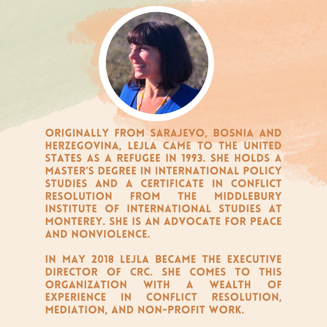 CRC_SantaCruz's tweet photo. Happy Wednesday! We want you to get to know us, and what we do, here at CRC. Meet our amazing Executive Director Lejla Bratovic 😊💚 https://t.co/2aSMz0DrRe