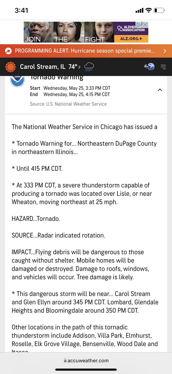 carol_stream's tweet photo. * Tornado Warning for... Northeastern DuPage County in northeastern Illinois...
* Until 415 PM CDT.
* This dangerous storm will be near... Carol Stream and Glen Ellyn around 345 PM CDT. Lombard, Glendale Heights and Bloomingdale around 350 PM CDT.
#WeatherCommandCS https://t.co/Xdkd74Jbx5